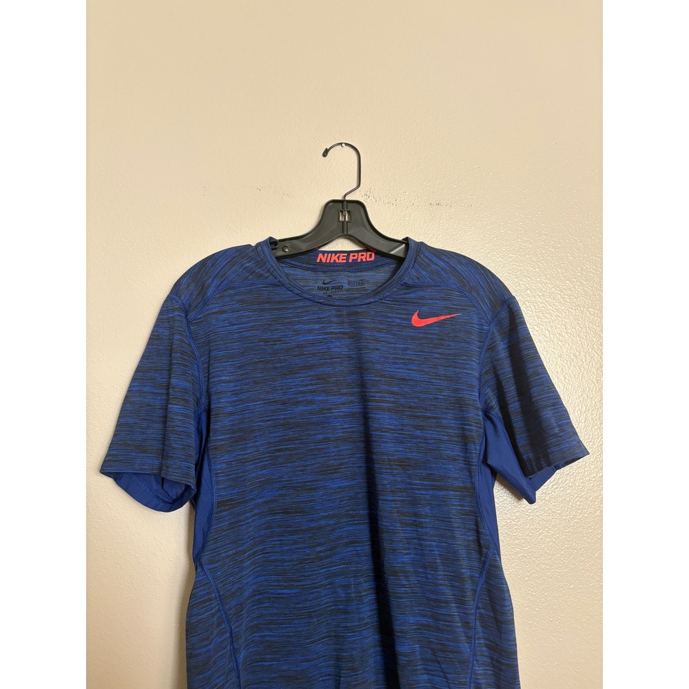 Nike Pro Dri-FIT Fitted Training Shirt Men's Medium Blue Space Dye Mesh Blue